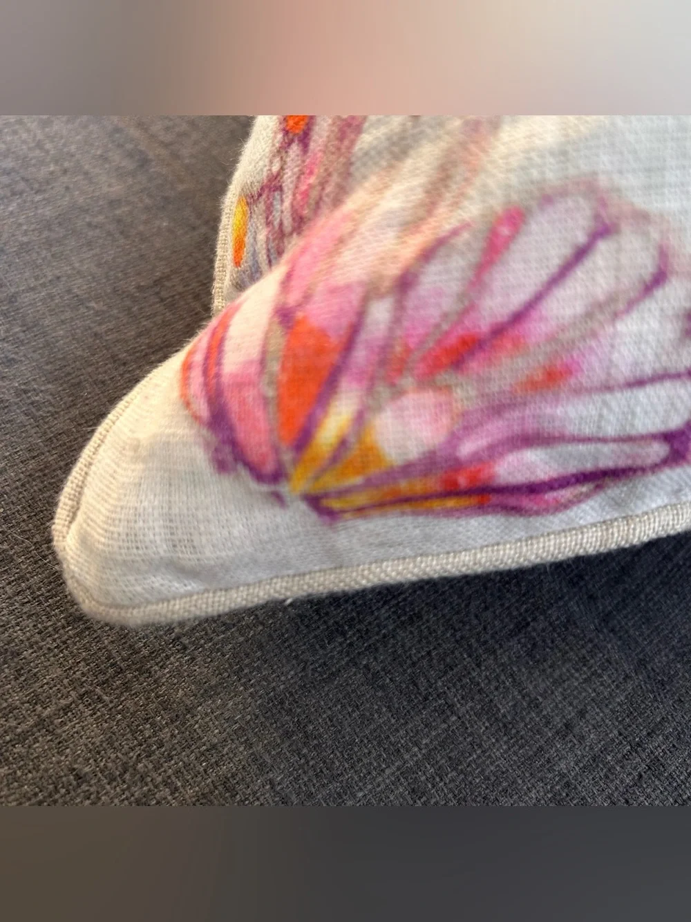 ZARA HOME Artisan Butterfly Linen Accent Pillow Whimsical Garden Motif  #0730267